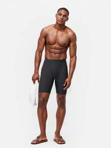 Men's Swimming Trunks With Side Pockets, Large-Capacity Pockets, With Anti-Embarrassment Pad, Suitable For Surfing, Swimming And Vacationing - Black - View 5