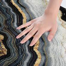 Alfombras de baño de mármol Erosebridal, alfombra de baño con brillo dorado y diseño de mármol abstracto, felpudo con patrón de piedra acuarela, felpudo de textura de mármol metálico antideslizante para baño de 16"X 24", felpudo para exteriores, decoración de otoño, accesorios de baño, decoración de entrada escolar - Negro Blanco Oro - Ver 4
