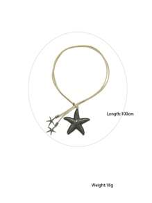 New Starfish Symbol Beach Necklace For Women, Minimalist Retro Boho Style Necklace
