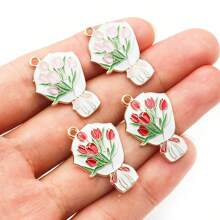 10 buc 27x18mm email flori buchet farmece pandantiv pentru coliere cercei bijuterii DIY fabricarea accesorii descoperiri