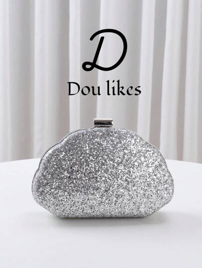Dou Likes Elegant, Exquisite, Luxury Silver Sequin Clutch Bag; Fashionable, Luxurious, Shiny Shell Evening Bag, Suitable For Party Girls, Women, Brides, Perfect For Gatherings, Weddings, Balls, Galas