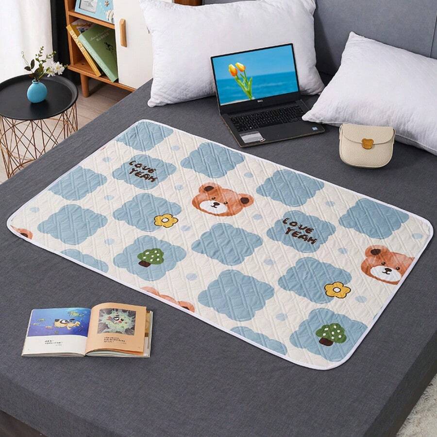 Waterproof & Breathable Washable Bed Pad, Large Incontinence Mattress Protector For Summer (Small Bear, Dinosaur, Tulip, Rabbit Pattern, 27.6"X35.4", 31.5"X45.3") - Multicolor - View 1