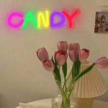 1 pezzo Insegna al neon a LED a forma di caramella per decorazione da parete e tavolo, luci al neon alimentate a USB, per camera da letto, stanza dei bambini, bar, matrimonio, festa