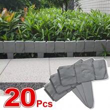 20/10pcs Plastic Garden Edging Border, Imitation Stone Fence Panels, Outdoor Patio Barrier