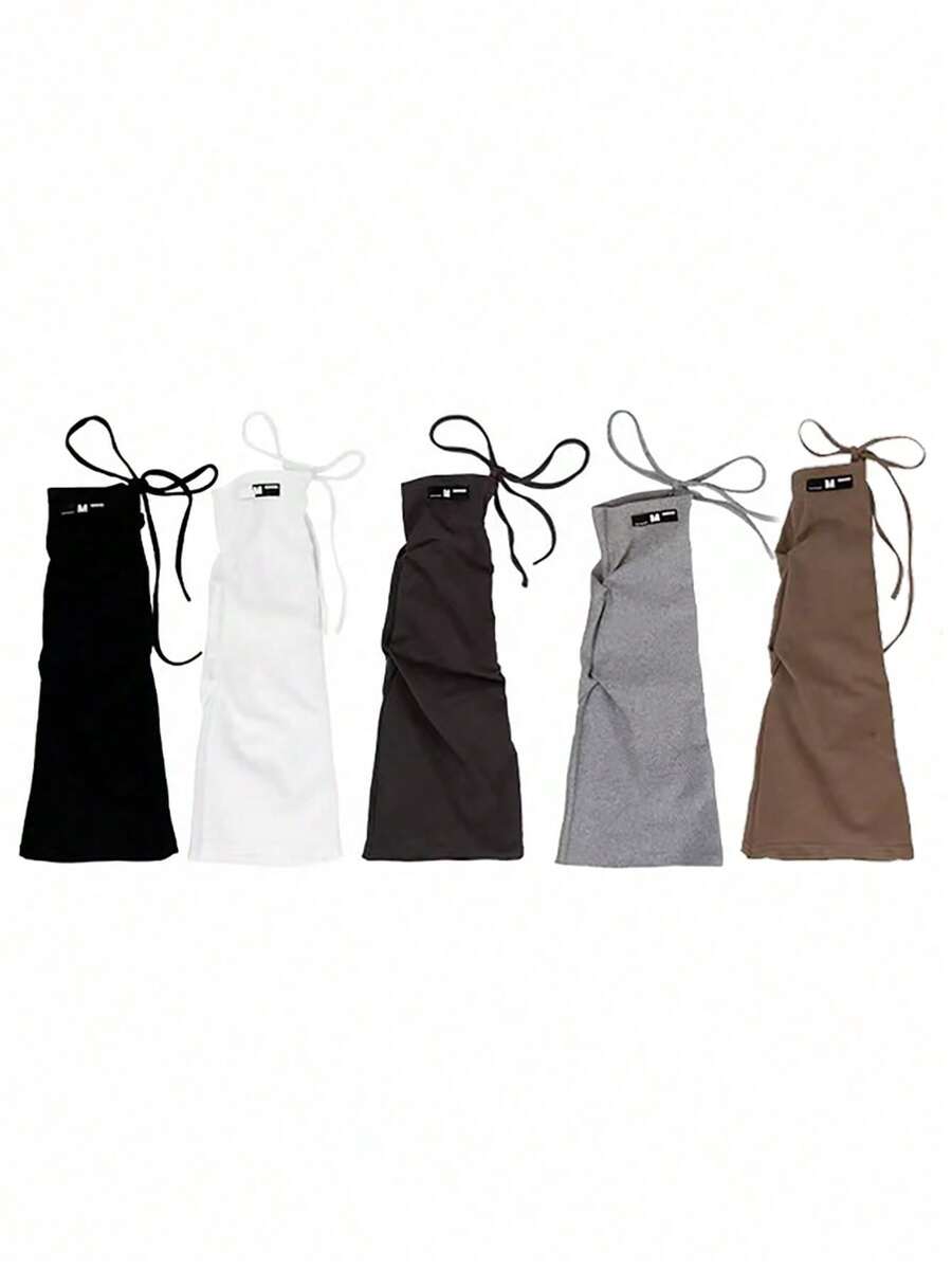 1双Y2K日系辣妹风腿套，灰色修身抽绳款，蝴蝶结喇叭筒状设计，百搭女士圣诞礼物 - 常規款 - 查看 1