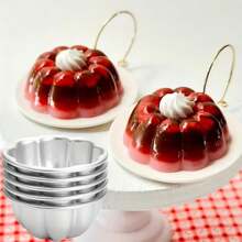 1-Piece, 6-Piece, 12-Piece Baking Egg Tart Molds, Mini Single-Cup Cake Baking Molds, Floral Aluminum Alloy Pudding Cups, Desserts, For Kitchen Cooking, Cake Molds Suitable For DIY Baking Tools And Supplies On Festivals, Birthdays, And Valentine's Day