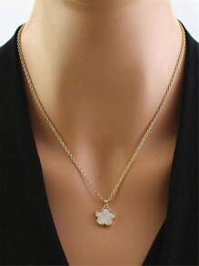 1 pieza Collar de mujer con colgante de trébol minimalista de diseño floral elegante, cadena de clavícula de moda versátil, adecuado para fiesta, regalo de cumpleaños