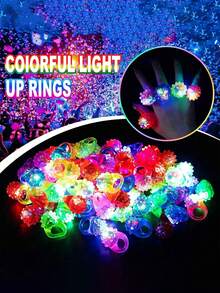 20/10pcs Glow Rings LED Light Up Glow Rings Party Favors Toys Flashing LED Lights Glow In The Dark Wedding Halloween Christmas Concert Club Party Supplies (Note: Randomly Mixed) Fall Autumn - Multicolor - View 1
