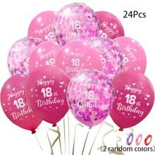 12/24 Pieces Of 12 Inch Birthday Party Balloons, Anniversary Party Decoration, Rose Red Pink Themed Party Balloons, Birthday Party Supplies, Indoor And Outdoor Decoration
