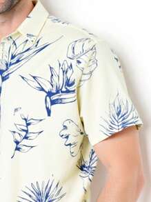 1 pieza Camisa de manga corta ajustada con estampado digital, de verano