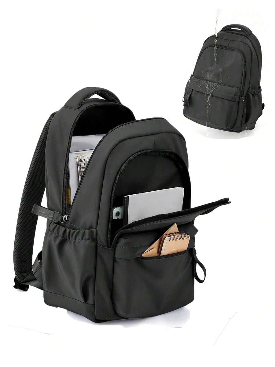 Multi-Compartment Backpack/Schoolbag, Casual Black Backpack For Men, Travel Backpack, Laptop Backpack, Computer Bag, Sports Backpack, Daily Backpack, Commuter Bag, With Laptop Compartment, Suitable For Men, Boys, High School Students, College Students, Perfect For Back To School Season, Middle School, College Business, Outdoor Hiking, Travel, Camping, Sports, Great Gift For College Freshmen, Boyfriend, Back To School Essential - Black - View 1