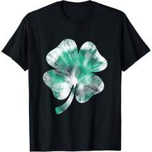 Irish Shamrock Tie Dye Happy St Patrick's Day Hippie Clover T-Shirt - Black - View 1