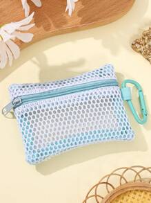 Miniaturowa kosmetyczka z siateczki na zamek błyskawiczny, dostępna w wielu kolorach, wygodna portmonetka na monety, etui na klucze, etui na karty i szminkę
