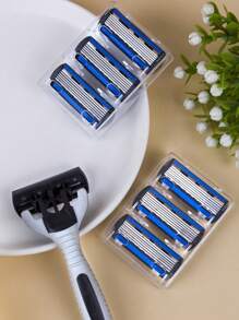 Barbeador de Segurança Manual Masculino, Lâminas de Aço Inoxidável de 6 Camadas, Removedor de Pelos, Cabeça de Barbear Substituível