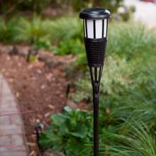 Solar Flickering LED Island Torches DusktoDawn Dancing Flame Outdoor Landscape Lighting Black 2Pack - 2pack+black - View 7
