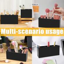 Acrylic Makeup Brush Holder With 3 Slots, Pen Holder Organizer For Desk, Office, Vanity