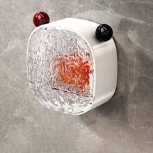 3 pièces Boîte à savon mignonne en forme d'ours, support à savon de salle de bain en acrylique, distributeur mural sans perçage, forme belle, gain de place, organisateur de vanité, armoire de rangement de salle de bain, décoration de salle de bain, armoire de rangement de salle de bain Retour à l'école