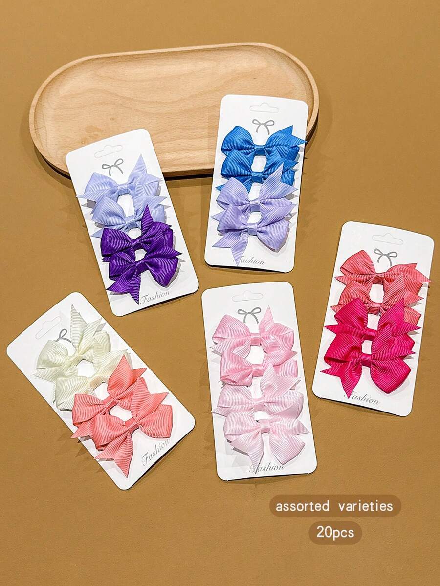 20pcs Colorful Bowknot Hair Clips, Cute Hair Accessories For Girls, Random Color - Multicolor - View 1