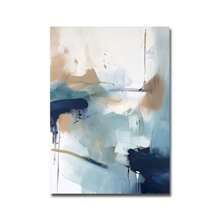 1pc Navy Blue Watercolor Brush Abstract Poster Nordic Minimalist Art Print Boho Canvas Painting For Living Room Wall Decor Optional Frame