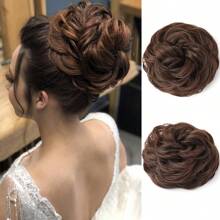 Synthetic Messy Bun Hair Pieces, Curly Wavy Bun Hair Band, Suitable For Women's High Bun Ponytail Hair Pieces