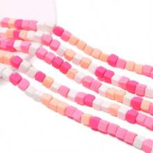 60pcs 6mm Soft Clay Square Beads Handmade Bracelet Necklace Jewelry DIY Accessory Material Kit, Colorful Beading Supplies