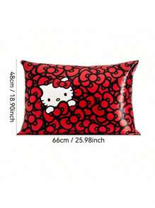 Sanrio 1 Funda de almohada de satén con cierre para el cabello y la piel con diseño de Hello Kitty en color rosa, talla grande suave que la seda, funda de almohada queen, lavable a máquina, sin arrugas, en color rosa con caras de gatitos