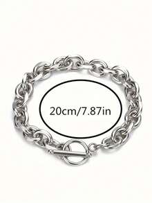 1pc Men's Fashionable Hiphop O-Shaped Clasp Bracelet, Suitable For Daily Wear - Silver - View 8