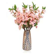 2PCS/6PCS Artificial Cherry Blossoms Peach Blossom Branches Short Branches Realistic Suitable For Home Wedding Bedroom Dining Table Office Vase Decoration