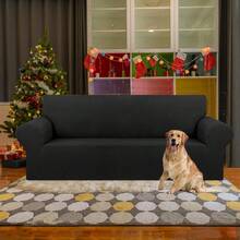 KEKUOU Stretch Sofa Cover Slipcover ,Couch Covers 3 Cushion Couch Sofa Pet Friendly (79-94) Furniture Protector Sofa With Elastic Bottom Kids,Dog, Jacquard Small Checked(Large,Black)2025 - Black - 查看 2
