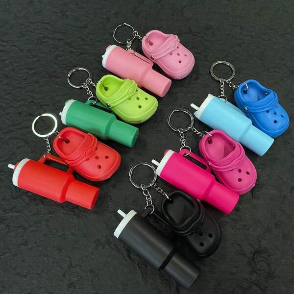1 Pc Mini Water Bottle And Shoe Keychain,Elegant Detachable Mini Cup,Lipstick Storage Box,Bag Accessories,Purse Charms For Handbags,Mini Tumbler Keychain,Creative Pendant Keyring, Car Ornament Keychain Pendant Accessories Car Accessories Bag Charm Backpack For School
