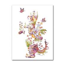 1pc Colorful Cat Dog Rabbit Tiger Animal Canvas Painting Nursery Poster Wall Art Printing Pink Flower Pictures Kid Room Optional Frame ,Wall Art With Frame