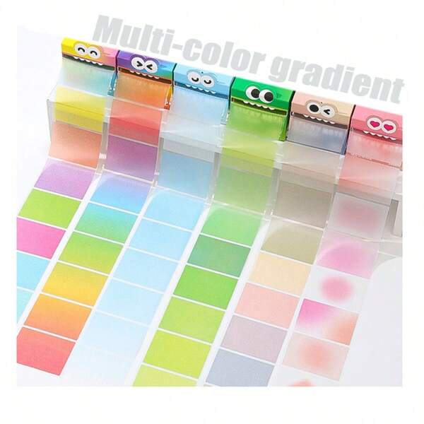 Una caja de notas adhesivas extraíbles, con esquemas de color de dopamina y colores vívidos. Son fáciles de usar. Están hechos de material semi-transparente, por lo que no obstruyen el texto. Son adecuados para varios tipos de bolígrafos. Se adhieren firmemente y no se caen fácilmente, y cuando se desprenden, no dejan residuos.