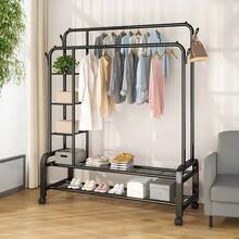 Heavy Duty Clothes Rail, Sturdy Black Metal Rack With Double Hanging Clothing Shoe Rack, Storage Shelves & 4 Coat Hooks, Freestanding Rails For Bedroom, Office, Shop - Hitam - View 7