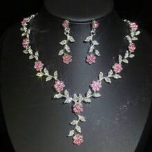 1 Set Damen Schmuckset - Halskette, Ohrringe (3 Stücke), elegantes Strass-besetztes Schmuckset, geeignet für Hochzeit, Bankett, formelle Anlässe