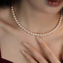 1 pièce Collier réglable en perle d'eau douce de culture fait main 1:1, élégant et gracieux pour femmes