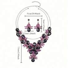1 Set Women's Jewelry Set: Necklace, Earrings 3pcs, Bridal Evening Party Accessory, Fashionable Luxury Shiny Rhinestone Set