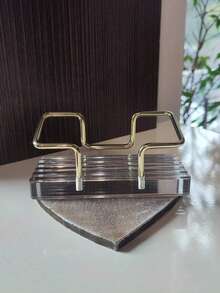 1pc Metal & Acrylic Clear Base Business Card Holder Stand, Suitable For Banquet Invitation Cards, Party Event Card Organizer, Luxury Party Card Display Rack, Halloween & Party Card Holder Back To School Valentine Day Mother's Day - Multicolor - View 6