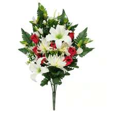 Allstate Floral 26" Dahlia, Lily And Rose Artificial Silk Floral Half Bouquet