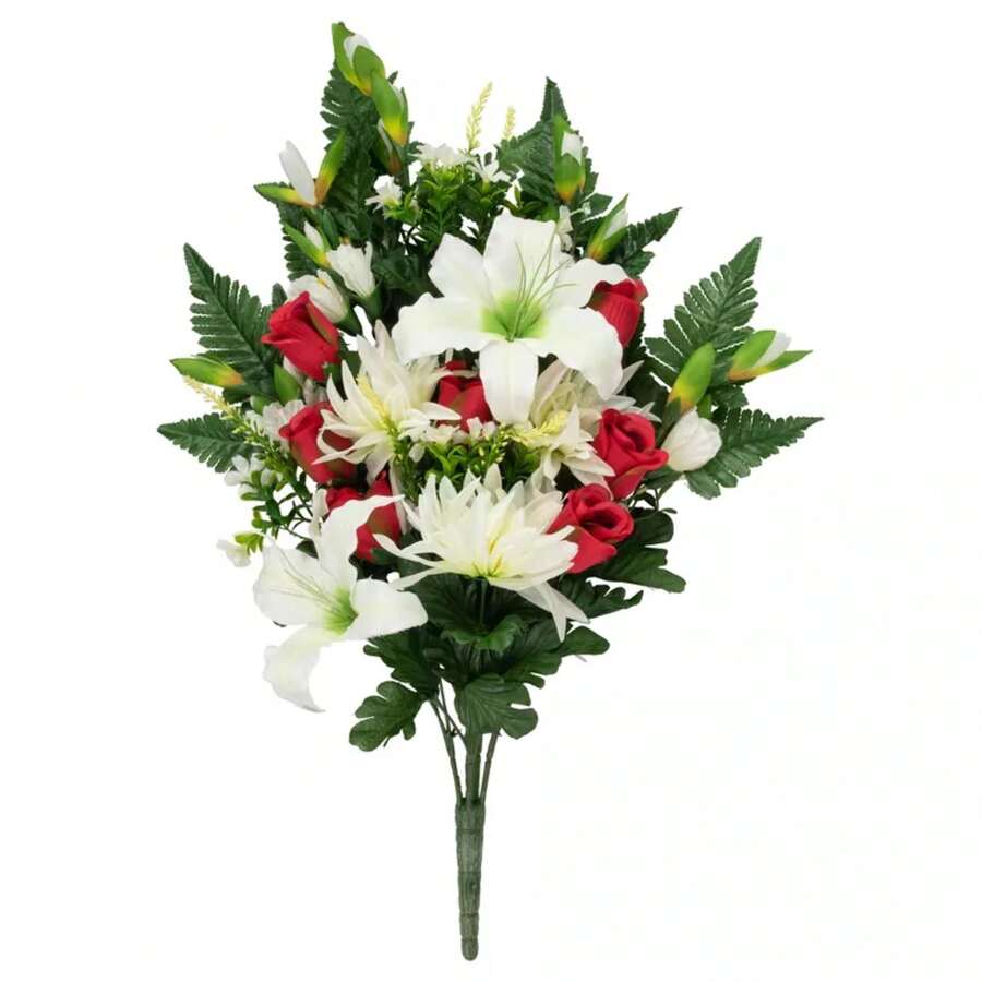 Allstate Floral 26" Dahlia, Lily And Rose Artificial Silk Floral Half Bouquet