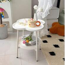 طاولة صغيرة بطابقين أبيض، طاولة جانبية، طاولة صالة, أنيقة وجذابة باللون الأبيض, مناسبة للاستخدام داخل المنزل وخارجه في غرف المعيشة والطعام والنوم والصالات