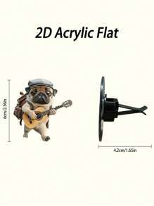 1pc 2D Flat Guitar / Reading / Weightlifting Bulldog Shape Vent Clip - Aroma Diffuser, Acrylic Air Freshener, Suitable For Fashionable Car Interior Accessories, Bulldog Decor | Cute Design | Durable Acrylic