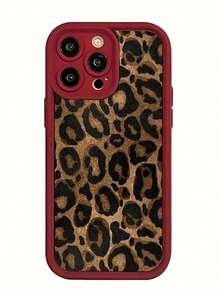 Funda para phone con estampado de guepardo. Diseño de leopardo mate. Color rojo vino. Compatible con phone 16 Pro Max, 15 Pro, 14 Pro Max, 14 Pro, 13 Pro, 13 Pro, 12 y 11 (1 unidad) - Multicolor 4 - Ver 5