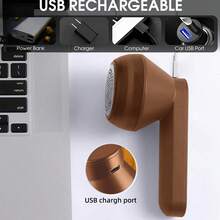 Rechargeable Electric Lint Remover, Portable Fabric Shaver Effective Quick Lint Removal For Furniture, Carpets & Clothes (Coffee Color) - Brown - View 6