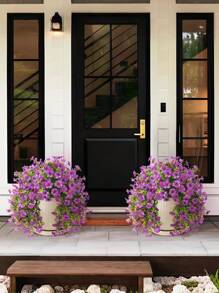 3 pièces - Fleurs artificielles d'extérieur pour décoration suspendue, décoration printanière, plantes réalistes, fleurs en soie durables résistantes à la décoloration pour porche, patio, balcon, pots de fleurs, cour, devant de porte. Fausses marguerites, œillets en soie, décorations d'intérieur extérieures résistantes aux UV non décolorées (pourpre), décoration d'automne