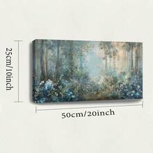 1pc Forest Enclave, Floral Accents, Impressionist Style Framed Wall Print Canvas Wall Art-Retro 2D Artwork Wall Poster Decoration For Living Room, Bedroom, Home Decor, Ready To Hang - 彩色 - 查看 8