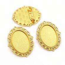 4 peças 18x25mm tamanho interno broche cabochões base em branco bandeja de configuração faça você mesmo acessórios para fazer joias descobertas