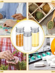 10PCS/5PCS/2PCS Small Transparent Bottles With LIDS, Mini Spice Cans With Spiral Aluminum LIDS, Mini Glass Bottles With Spiral Aluminum LIDS, Powder Cream, Cosmetics, Jewelry, Wedding Cans, Sample Containers (10ml, Silver LIDS), Reusable, Travel Accessories