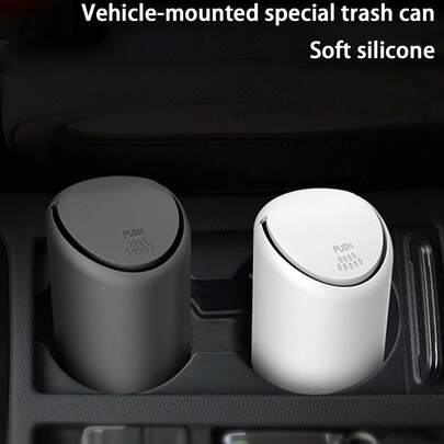 1pc Creative Fashion Silicone Cup-Shaped Car Trash Can, Detachable Mini Storage Bin For Vehicle
