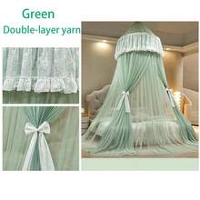 Bed Canopy For Girls & Adults, Round Dome Lace Princess Canopies Netting, Cute Double Layer Bed Canopy Drapes For Decoration, Playing,Reading,Sleepping - Green - View 4