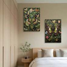 3pcs Vintage Butterfly Wall Arts Canvas Posters, Flower Art Printing, HD Printing Optional Frame, Home Decoration Hanging Painting ,Wall Art With Frame